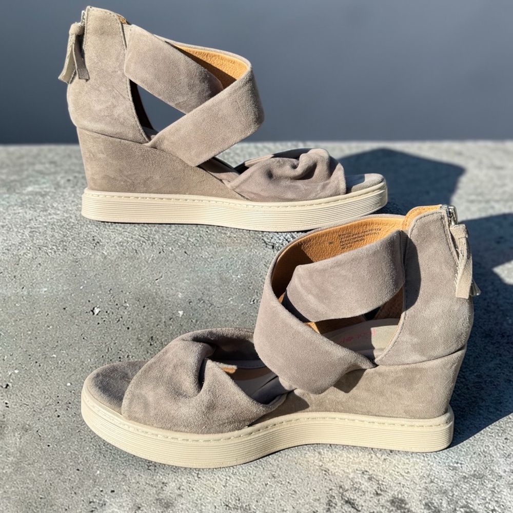SOFFT Sanielle Gray Suede Wedge Sandals - Comfortable Strappy Platforms, 9B - Picture 11 of 11